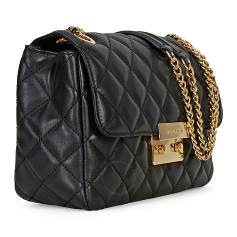 michael kors black shoulder bag|michael kors quilted bag black.